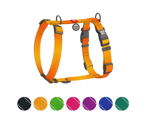 Шлея для собак WAUDOG Nylon Mono анатомічна H-подібна з QR паспортом, пластиковий фастекс, L помаранчева (54584)