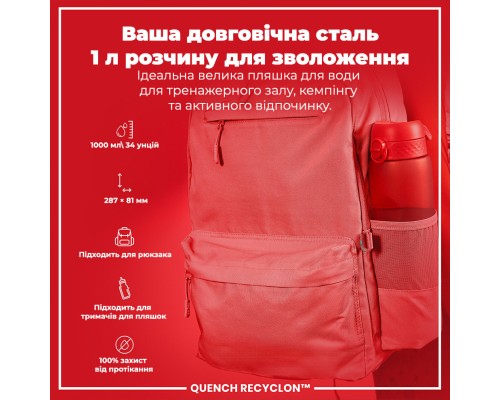 Пляшка для води ION8 OneTouch 1000 мл BPA Free, Red (I8RF1000RED)