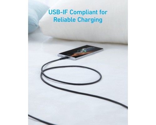 Дата кабель USB 2.0 AM to USB-C 1.8m nylon 322 black Anker (A81H6G11)