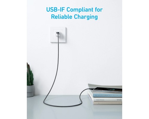 Дата кабель USB 2.0 AM to USB-C 1.8m nylon 322 black Anker (A81H6G11)