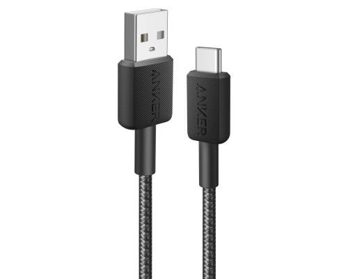 Дата кабель USB 2.0 AM to USB-C 1.8m nylon 322 black Anker (A81H6G11)