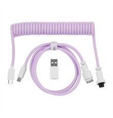 Дата кабель USB-C + USB A to USB-C 1.36m Coiled Aviator purple Keychron (CAB17_KEYCHRON)