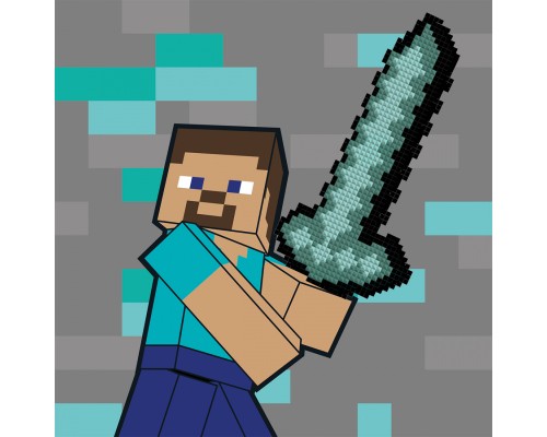 Картина по номерам Santi Майнкрафт Стів та алмазний меч 25х25 см з алмазною мозаїкою (954929)