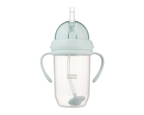 Поїльник-непроливайка Canpol babies з трубочкою і обтяжувачем, 270 мл, зелена (56/623_gre)