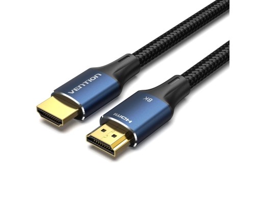 Кабель мультимедійний Cotton Braided HDMI-A Male to Male HD Cable 8K 1.5M Blue Aluminum Alloy Type VENTION (ALGLG)