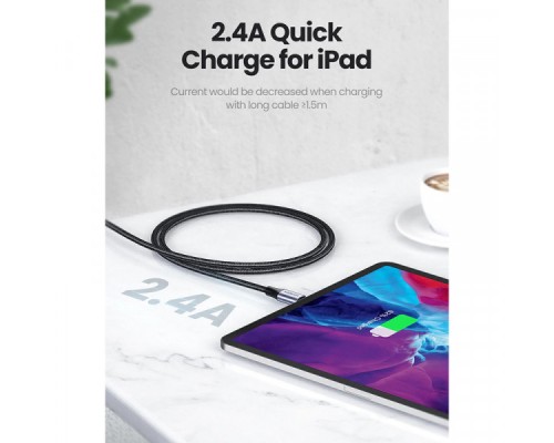 Дата кабель USB 2.0 AM to Lightning 1.0m 2.4A US199 black UGREEN (60156)