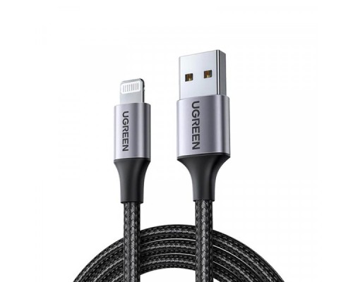 Дата кабель USB 2.0 AM to Lightning 1.0m 2.4A US199 black UGREEN (60156)