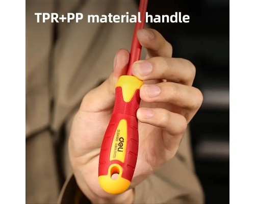 Викрутка Deli ізольована шлiцьова 4,0 x 100 мм (EDL5141001)