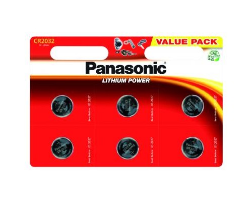 Батарейка Panasonic CR 2032 Lithium * 6 (CR-2032EL/6B) 