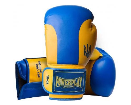 Боксерські рукавички PowerPlay 3021 Ukraine 14oz Blue/Yellow (PP_3021_14oz_Blue-Yellow)