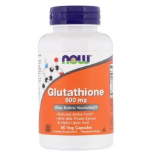 Амінокислота Now Foods Глутатіон, Glutathione, 500 мг, 60 вегетаріанських капсул (NOW-00104)