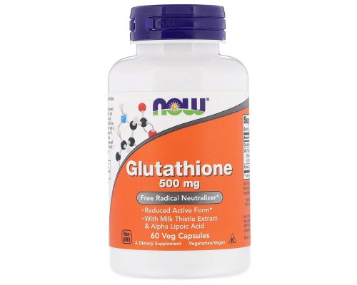 Амінокислота Now Foods Глутатіон, Glutathione, 500 мг, 60 вегетаріанських капсул (NOW-00104)
