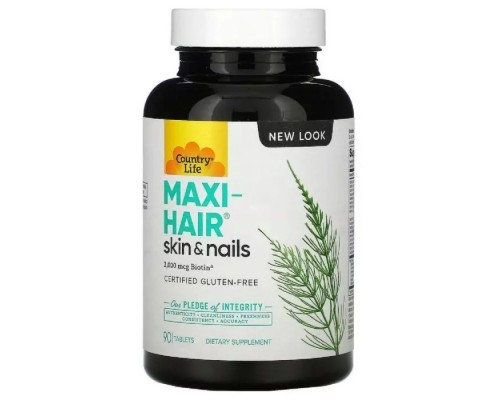 Вітамінно-мінеральний комплекс Country Life Комплекс для Роста і Укріплення Волос, Maxi-Hair, 90 Таблет (CLF-05029)