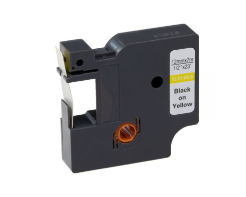 Стрічка для принтера етикеток UKRMARK RL-D-45018P-BK/YE, аналог DYMO S0720580, 12мм х 7м. (900299)