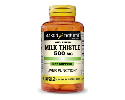 Трави Mason Natural Розторопша 500мг, Milk Thistle, 60 капсул (MAV-11505)