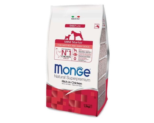 Сухий корм для собак Monge Dog Mini Starter зі смаком курки з рисом 1.5 кг (8009470004008)