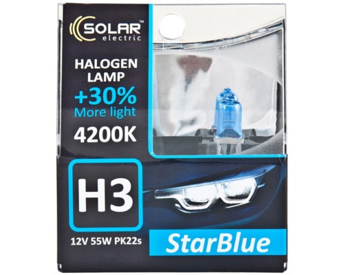 Автолампа SOLAR H3 12V 55W PK22s StarBlue 4200K (1243S2)