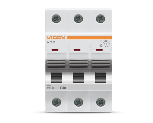 Автоматичний вимикач Videx RS6 RESIST 3п 40А 6кА С (VF-RS6-AV3C40)