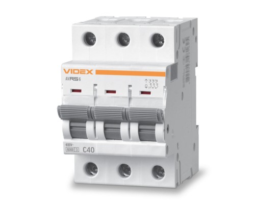 Автоматичний вимикач Videx RS6 RESIST 3п 40А 6кА С (VF-RS6-AV3C40)