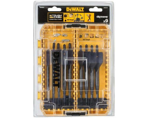 Набір свердл DeWALT перових EXTREME IMPACT по дереву, 9 шт, кейс Tough Case (DT70751)