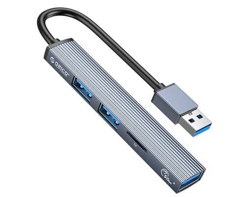 Концентратор Orico USB-A to USB3.0, 2xUSB2.0, TF (AH-A12F-GY-BP) (CA913770)