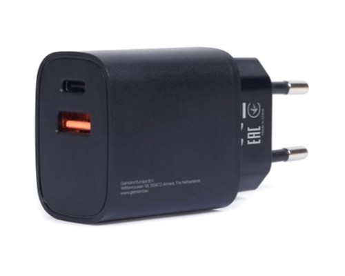 Зарядний пристрій Gembird USB-A + USB-C (PD 18W + QC3.0 18W) (TA-UQC3-03)