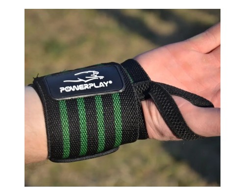 Бинт для спорту PowerPlay 3081 Чорно-Зелений (PP_3081_Black/Green)