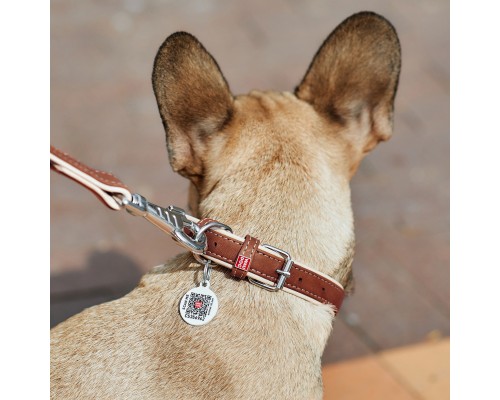 Нашийник для тварин WAUDOG Soft з QR паспортом XS коричневий (7189)