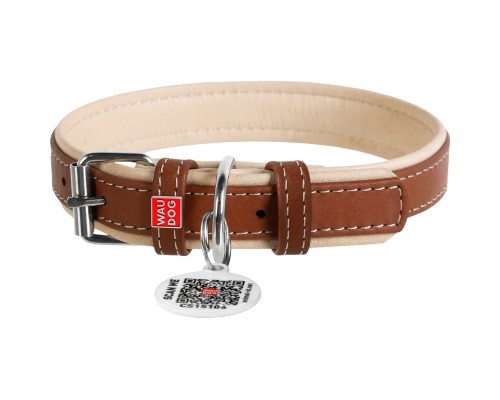 Нашийник для тварин WAUDOG Soft з QR паспортом XS коричневий (7189)