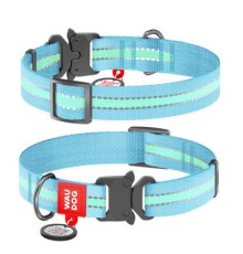 Нашийник для тварин WAUDOG Nylon з QR паспортом металічна пряжка-фастекс Ш 25 мм Д 33-49 см блакитний (52142)
