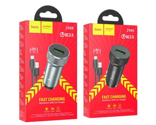 Зарядний пристрій HOCO Z49A Level USB Metal Gray (6931474795731)