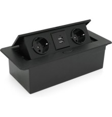 Розетка Voltronic J29L, дві розетки + 2*USB, напольна, висувна (20011)