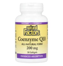 Антиоксидант Natural Factors Коензим Q10, 200 мг, Coenzyme Q10, 30 гелевих капсул (NFS-20721)