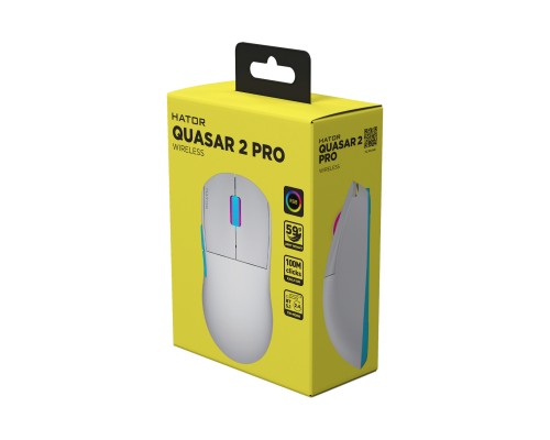 Мишка Hator Quasar 2 Pro Wireless/Bluetooth/USB White/Cyan (HTM561WC)