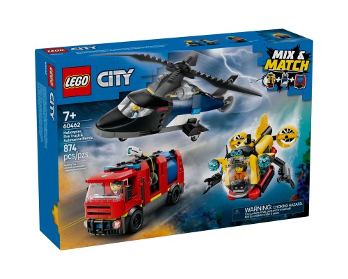 Конструктор LEGO City Ремікс вертольотів, пожежних машин і підводних човнів (60462)