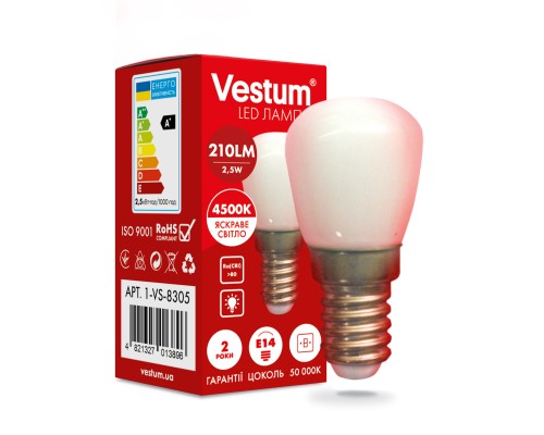Лампочка Vestum LED SMD Е14 Vestum 2,5W 4500K 220V для холодильника (1-VS-8305)