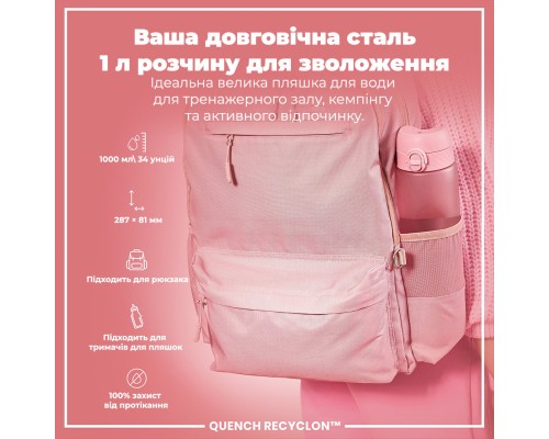 Пляшка для води ION8 OneTouch 1000 мл BPA Free, Rose Quartz (I8RF1000ROS)