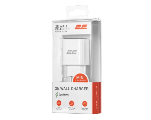 Зарядний пристрій 2E 25W USB-C PD white (2E-WC1USBC25W-W)
