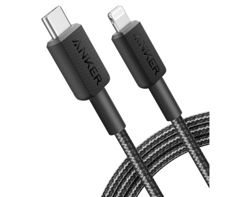 Дата кабель USB-C to Lightning 1.8m nylon 322 black Anker (A81B6G11)
