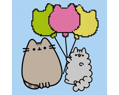 Картина по номерам Santi Пушин Друзі та повітряні кульки 25х25 см з алмазною мозаїкою (954940)