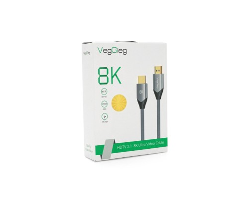 Кабель мультимедійний HDMI M to HDMI M 1.0m 8K silver VEGGIEG (YT-HDMI(M)/(M)V-H401/40356)