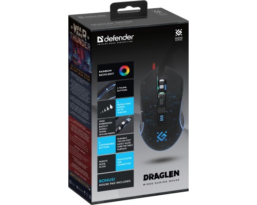 Мишка Defender Draglen GM-907 RGB USB Black (52907)