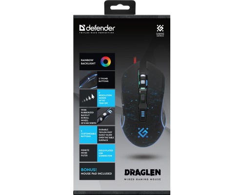Мишка Defender Draglen GM-907 RGB USB Black (52907)