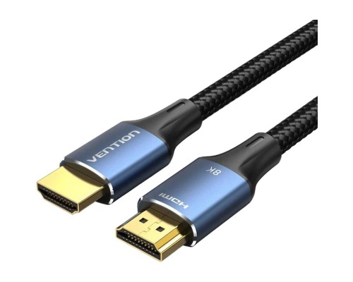 Кабель мультимедійний Cotton Braided HDMI-A Male to Male HD Cable 8K 2M Blue Aluminum Alloy Type VENTION (ALGLH)