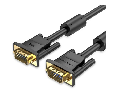 Кабель мультимедійний VGA(3+6) Male to Male Cable with ferrite cores 20M Black VENTION (DAEBQ)