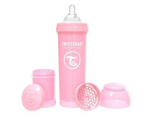 Пляшечка для годування Twistshake антиколькова 330 мл, світло-рожева (69870)