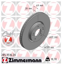 Гальмівний диск ZIMMERMANN 285.3516.20