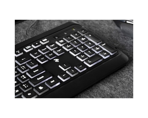Клавіатура 2E KS120 White backlight USB Black (2E-KS120UB)