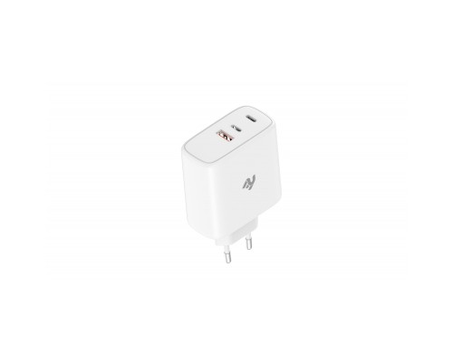 Зарядний пристрій 2E USB-C Wall Charger GaN 65W, white (2E-WC3USB65W-W)