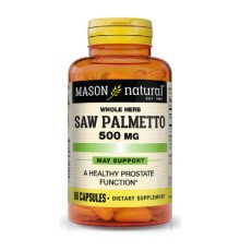Трави Mason Natural З Пальметто 500 мг, Здоров'я Простати, Saw Palmetto, 90 капс (MAV11519)
